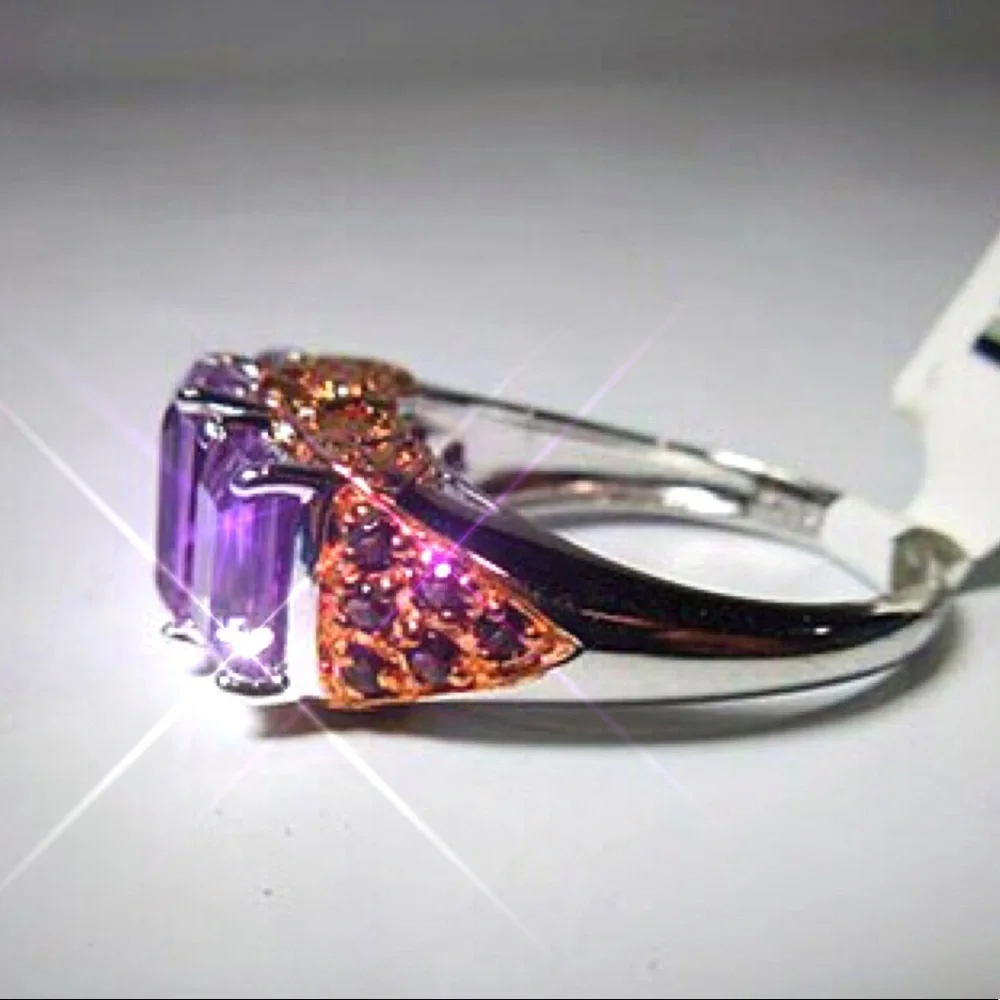 NEW in BOX 🆕 Amethyst Sterling Ring Trilogy Ring